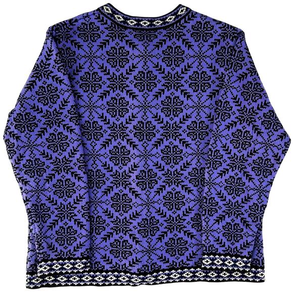 Vintage 90s L.L. Bean Norwegian Wool Nordic Fair Isle Coquette Ski Lodge XL - Picture 5 of 8
